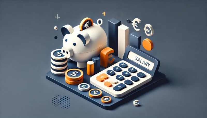 DALL·E 2024-12-03 11.48.14 - A minimalistic 3D design representation of salary-related themes in the Netherlands. The design features simple and clean shapes, such as a piggy bank