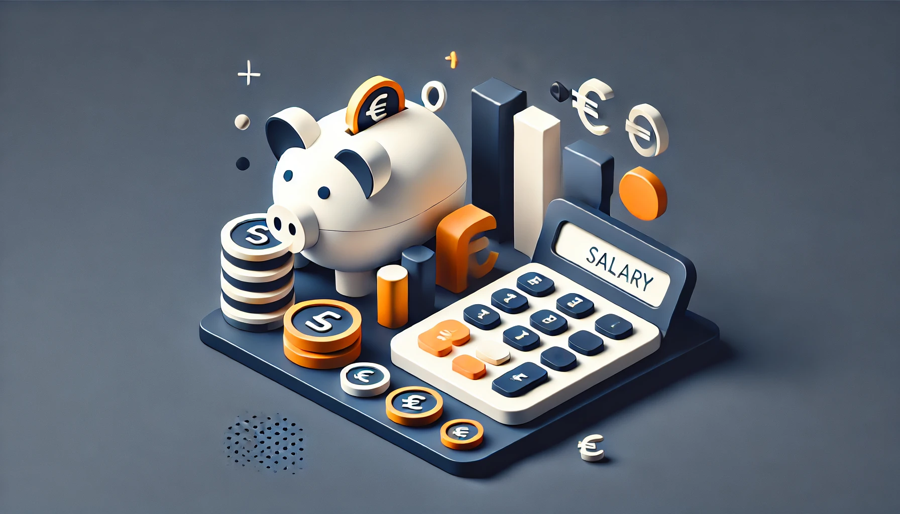 DALL·E 2024-12-03 11.48.14 - A minimalistic 3D design representation of salary-related themes in the Netherlands. The design features simple and clean shapes, such as a piggy bank